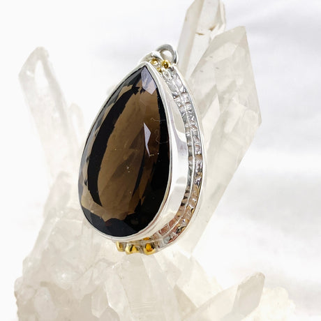 Smokey Quartz Teardrop Faceted Pendant KPGJ4733