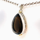 Smokey Quartz Teardrop Faceted Pendant KPGJ4733