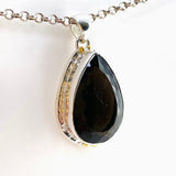 Smokey Quartz Teardrop Faceted Pendant KPGJ4733