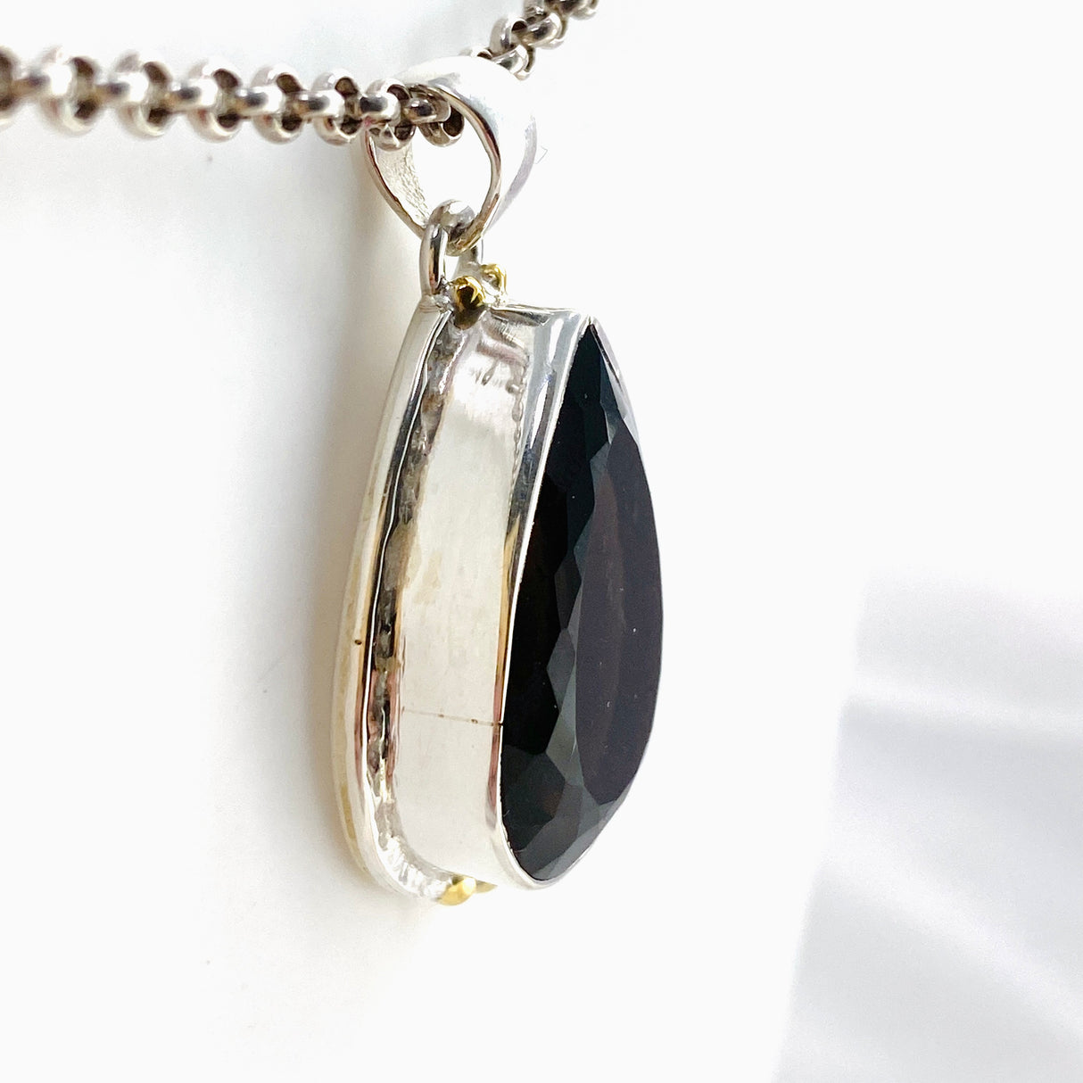 Smokey Quartz Teardrop Faceted Pendant KPGJ4733