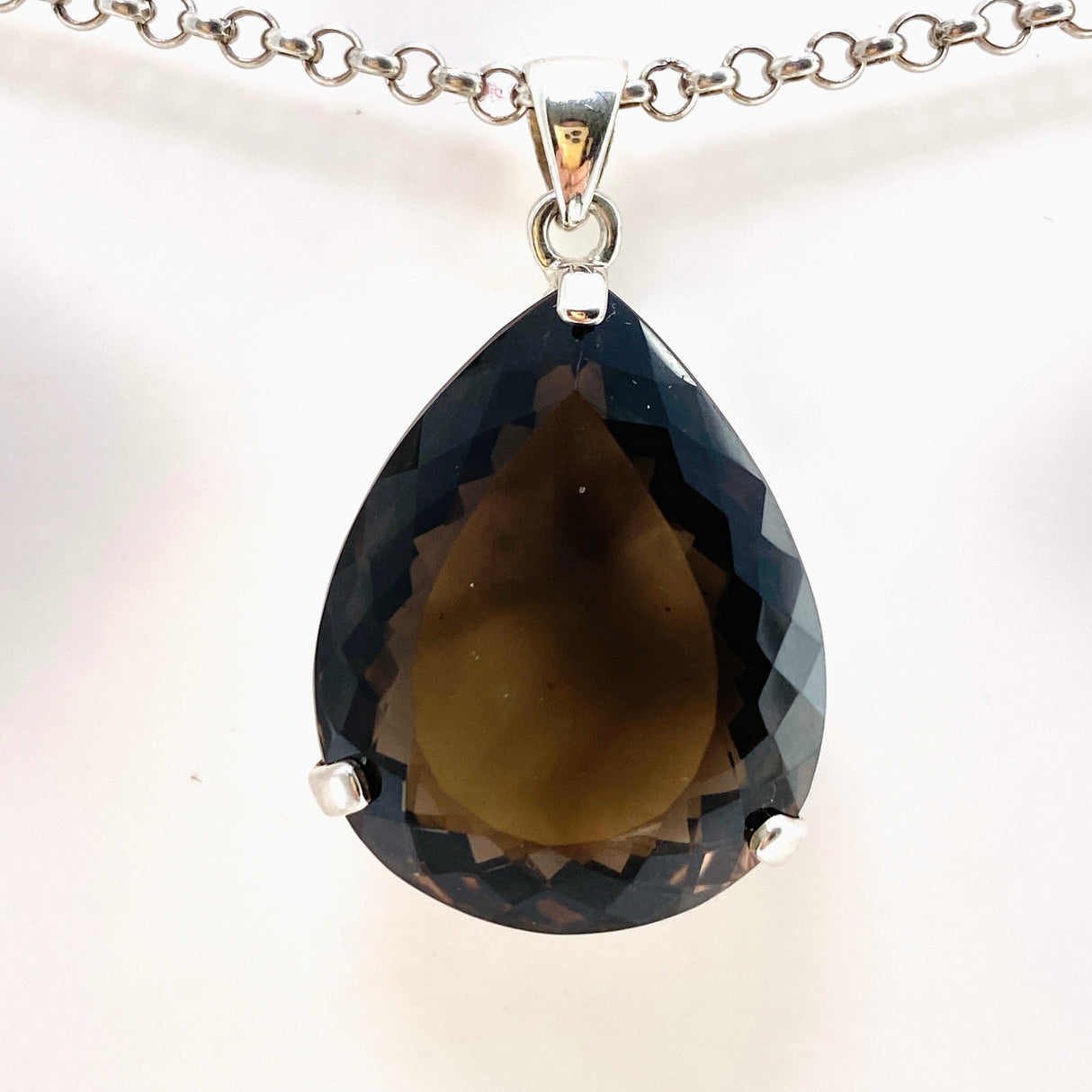 Smokey Quartz Teardrop Faceted Pendant KPGJ4734