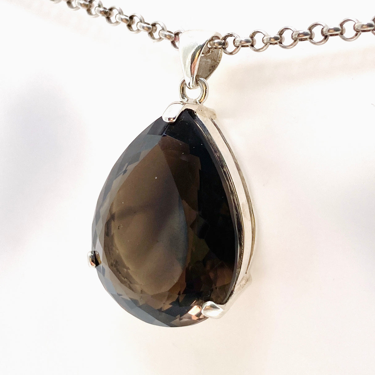 Smokey Quartz Teardrop Faceted Pendant KPGJ4734