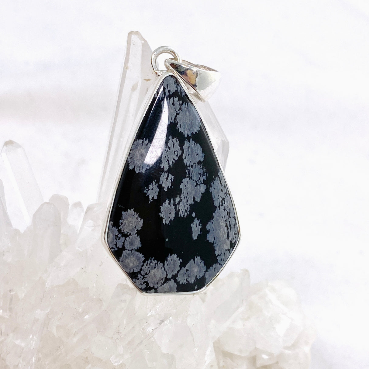 Snowflake Obsidian Freeform Cabochon Pendant KPGJ4777