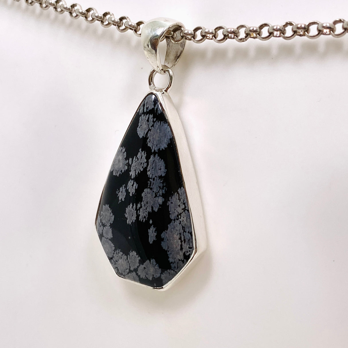 Snowflake Obsidian Freeform Cabochon Pendant KPGJ4777