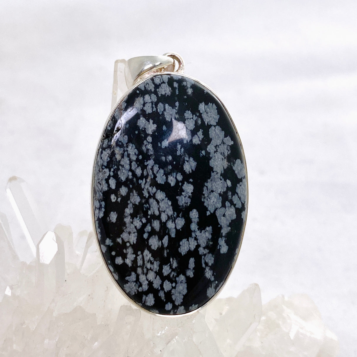 Snowflake Obsidian Oval Cabochon Pendant KPGJ4770