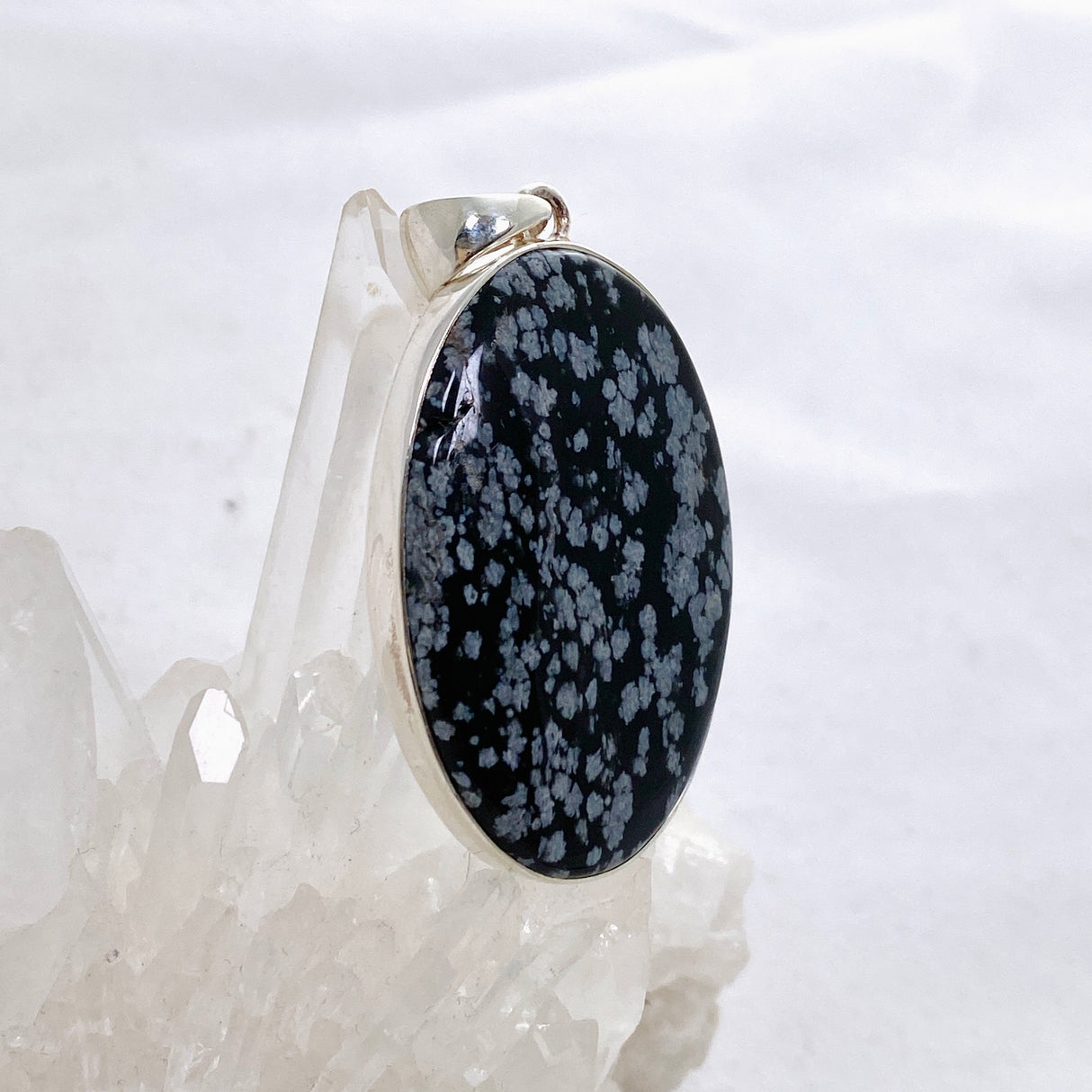 Snowflake Obsidian Oval Cabochon Pendant KPGJ4770