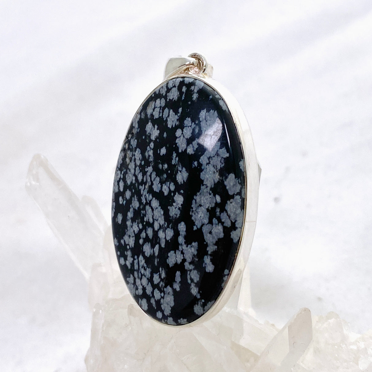 Snowflake Obsidian Oval Cabochon Pendant KPGJ4770