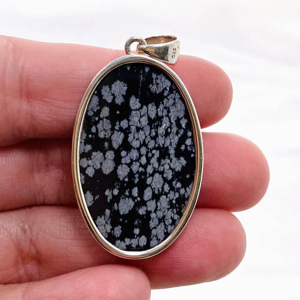 Snowflake Obsidian Oval Cabochon Pendant KPGJ4770