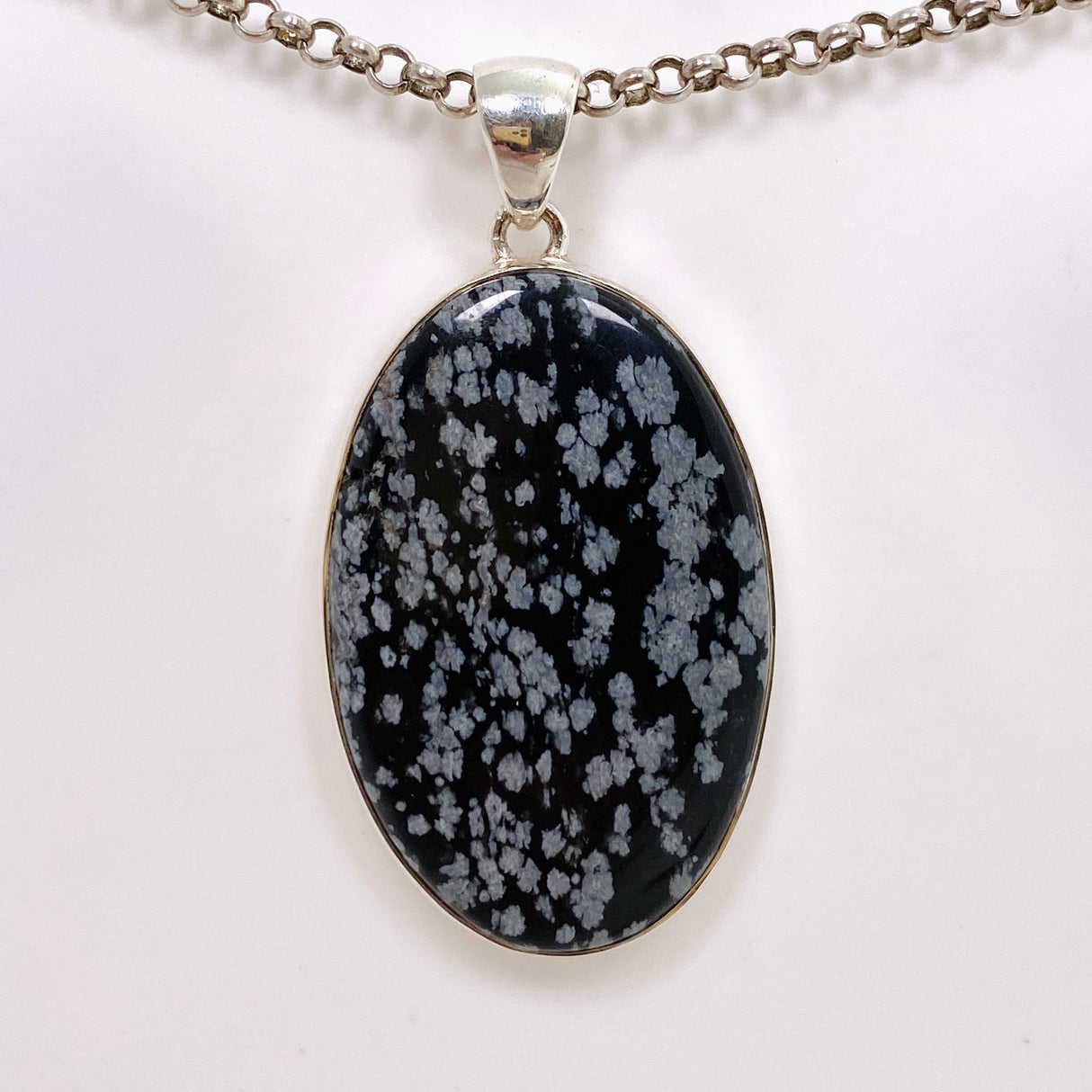 Snowflake Obsidian Oval Cabochon Pendant KPGJ4770