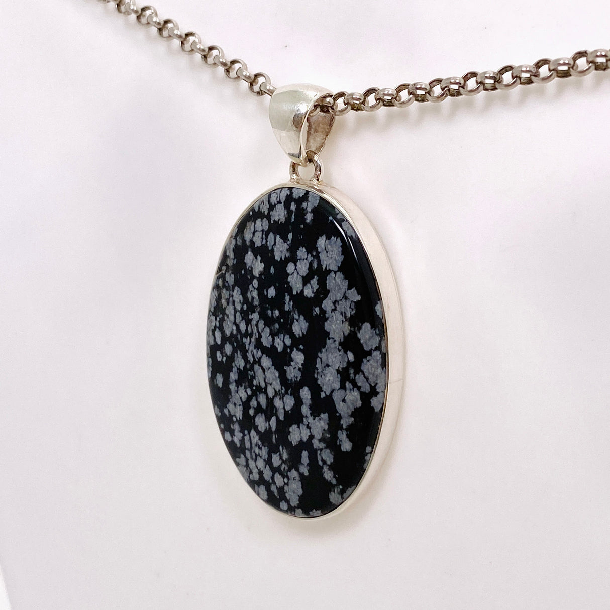 Snowflake Obsidian Oval Cabochon Pendant KPGJ4770