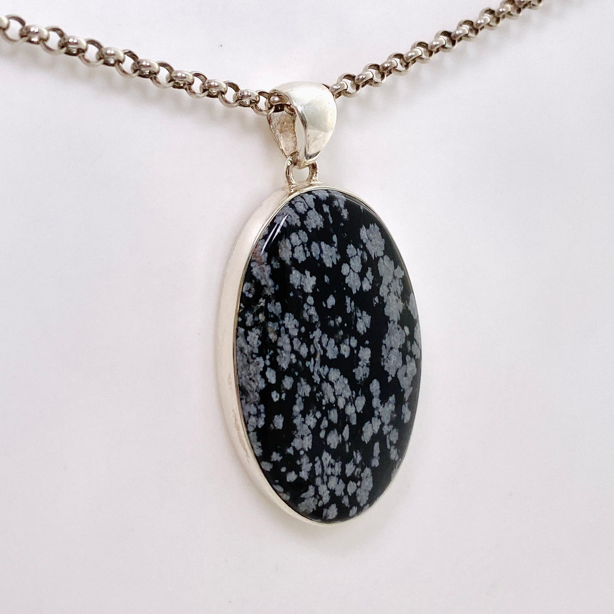 Snowflake Obsidian Oval Cabochon Pendant KPGJ4770