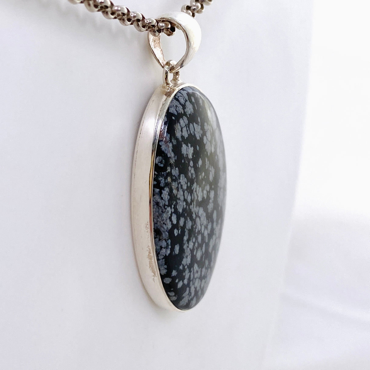 Snowflake Obsidian Oval Cabochon Pendant KPGJ4770