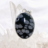 Snowflake Obsidian Oval Cabochon Pendant in a Hammered Setting KPGJ4771