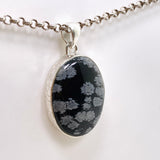 Snowflake Obsidian Oval Cabochon Pendant in a Hammered Setting KPGJ4771