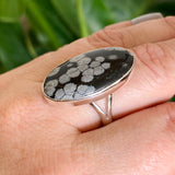 Snowflake Obsidian Oval Cabochon Split Band Ring Size 8 KRGJ3352