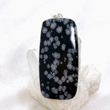 Snowflake Obsidian Rectangular Cabochon Pendant in a Hammered Setting KPGJ4776