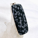 Snowflake Obsidian Rectangular Cabochon Pendant in a Hammered Setting KPGJ4776