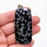 Snowflake Obsidian Rectangular Cabochon Pendant in a Hammered Setting KPGJ4776