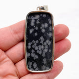 Snowflake Obsidian Rectangular Cabochon Pendant in a Hammered Setting KPGJ4776