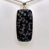 Snowflake Obsidian Rectangular Cabochon Pendant in a Hammered Setting KPGJ4776