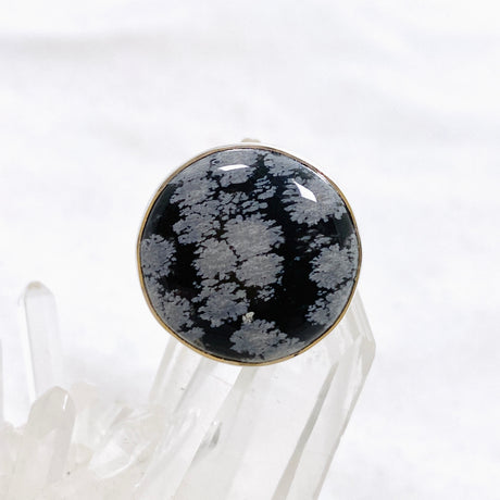 Snowflake Obsidian Round Cabochon Ring Size 8 KRGJ3350