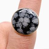 Snowflake Obsidian Round Cabochon Ring Size 8 KRGJ3350