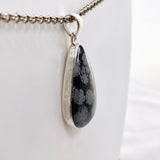 Snowflake Obsidian Teardrop Cabochon Pendant in a Hammered Setting KPGJ4774