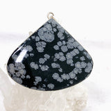 Snowflake Obsidian Teardrop Cabochon Pendant in a Hammered Setting KPGJ4775