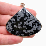 Snowflake Obsidian Teardrop Cabochon Pendant in a Hammered Setting KPGJ4775