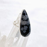 Snowflake Obsidian Teardrop Cabochon Split Band Ring Size 7 KRGJ3353