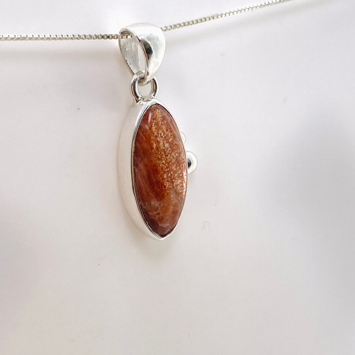 Sunstone Marquise Cabochon Pendant in a Decorative Setting KPGJ4691