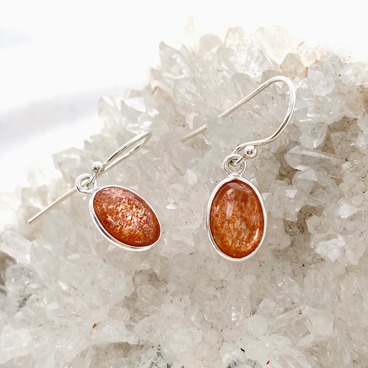 Sunstone Oval Cabochon Earrings KEGJ1542