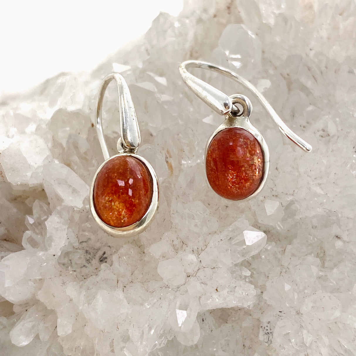 Sunstone Oval Cabochon Earrings PEGJ194