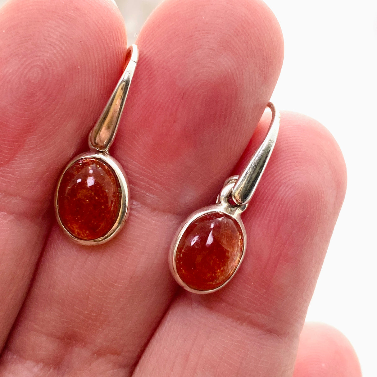 Sunstone Oval Cabochon Earrings PEGJ194