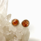 Sunstone Round Cabochon Bezel Set Stud Earrings 7mm PSE032