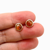 Sunstone Round Cabochon Bezel Set Stud Earrings 7mm PSE032