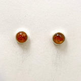 Sunstone Round Cabochon Bezel Set Stud Earrings 7mm PSE032