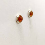 Sunstone Round Cabochon Bezel Set Stud Earrings 7mm PSE032