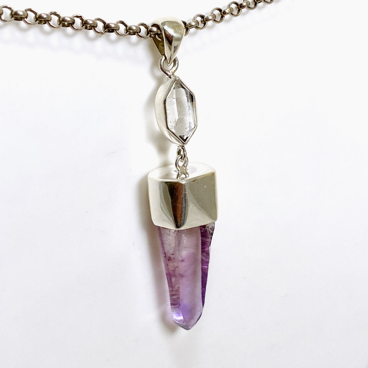 Vera Cruz Amethyst and Herkimer Diamond Pendant BTP-56