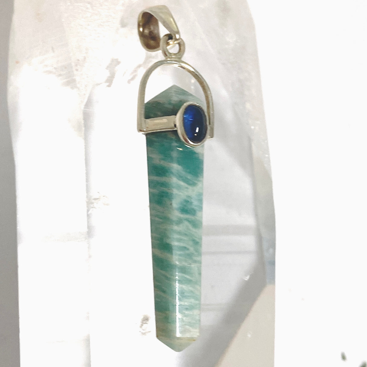 Amazonite Double Point Pendant with Kyanite Accent Stone PPGJ1232