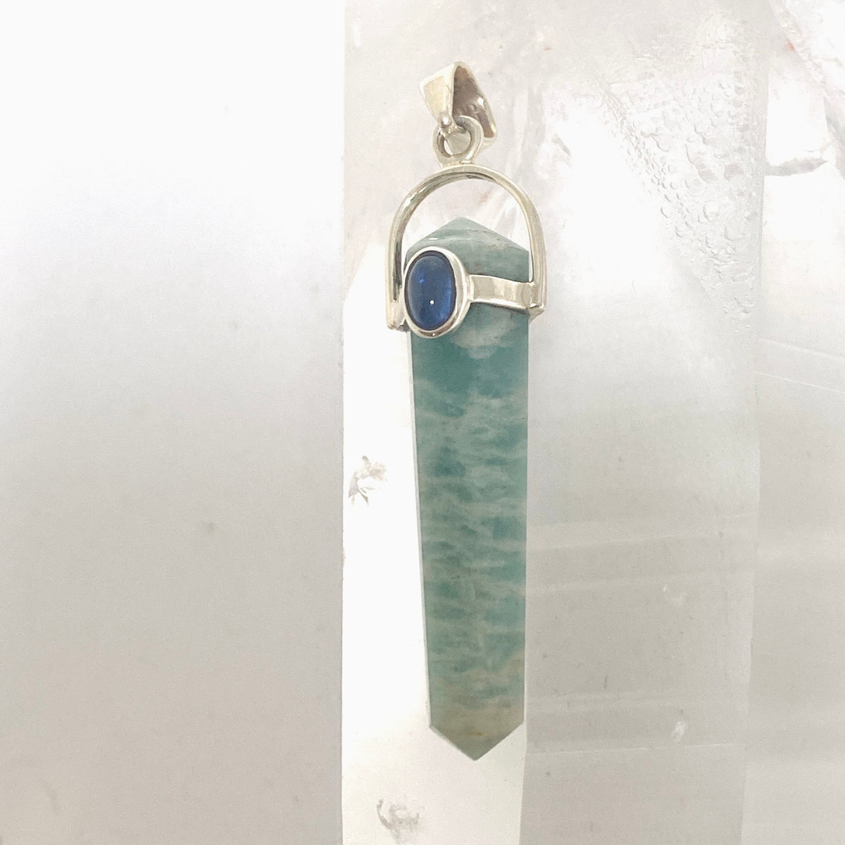 Amazonite Double Point Pendant with Kyanite Accent Stone PPGJ1232