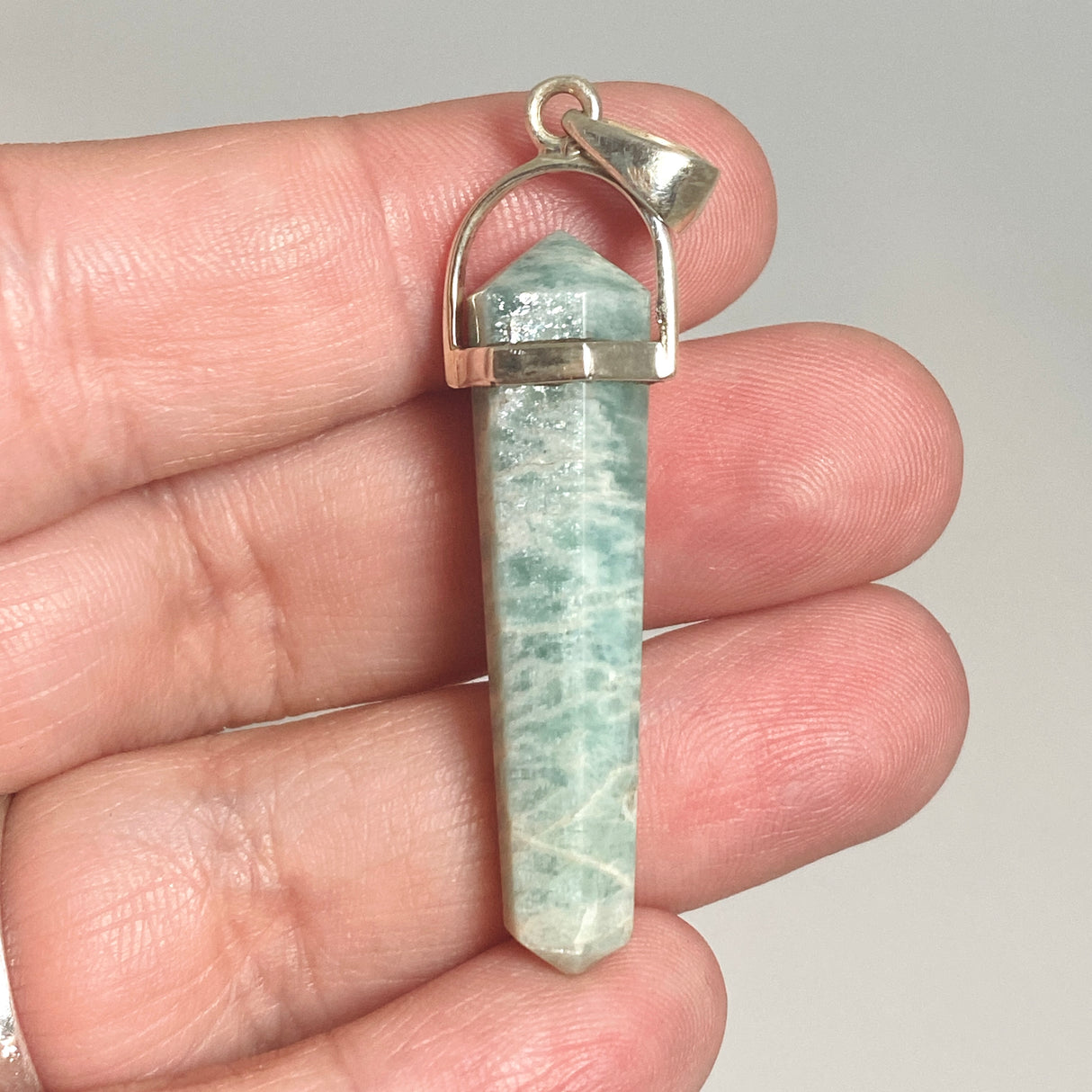 Amazonite Double Point Pendant with Kyanite Accent Stone PPGJ1232