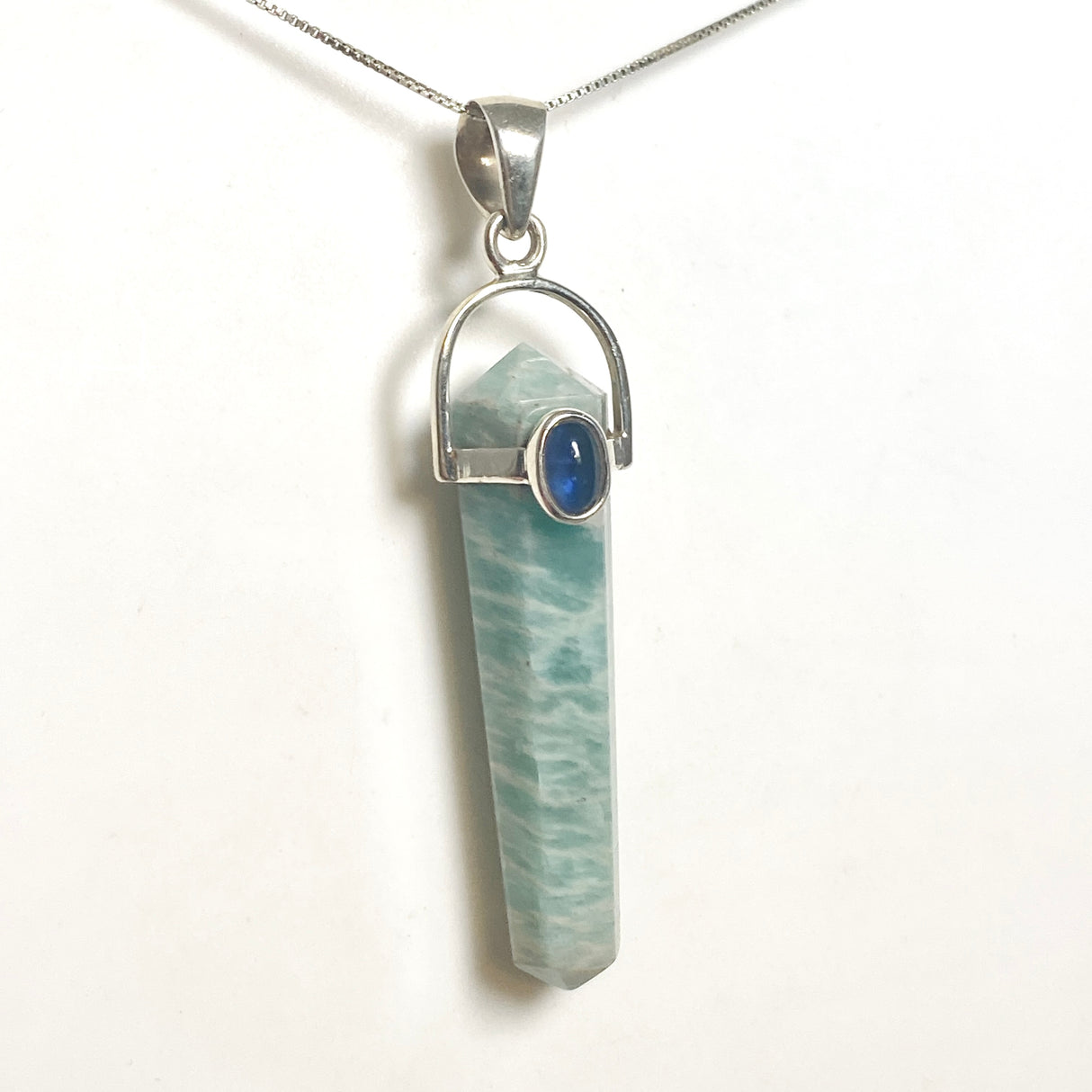 Amazonite Double Point Pendant with Kyanite Accent Stone PPGJ1232