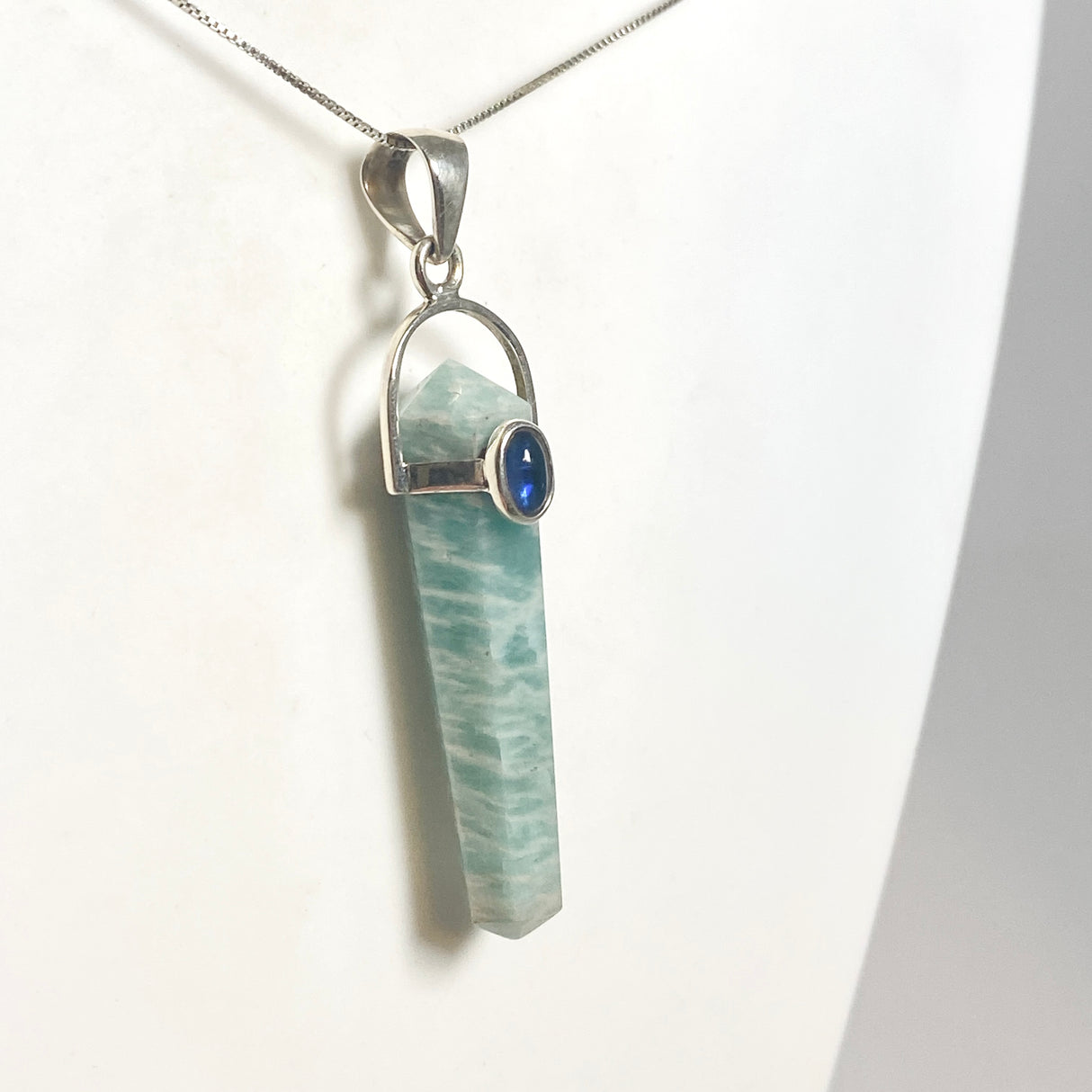 Amazonite Double Point Pendant with Kyanite Accent Stone PPGJ1232