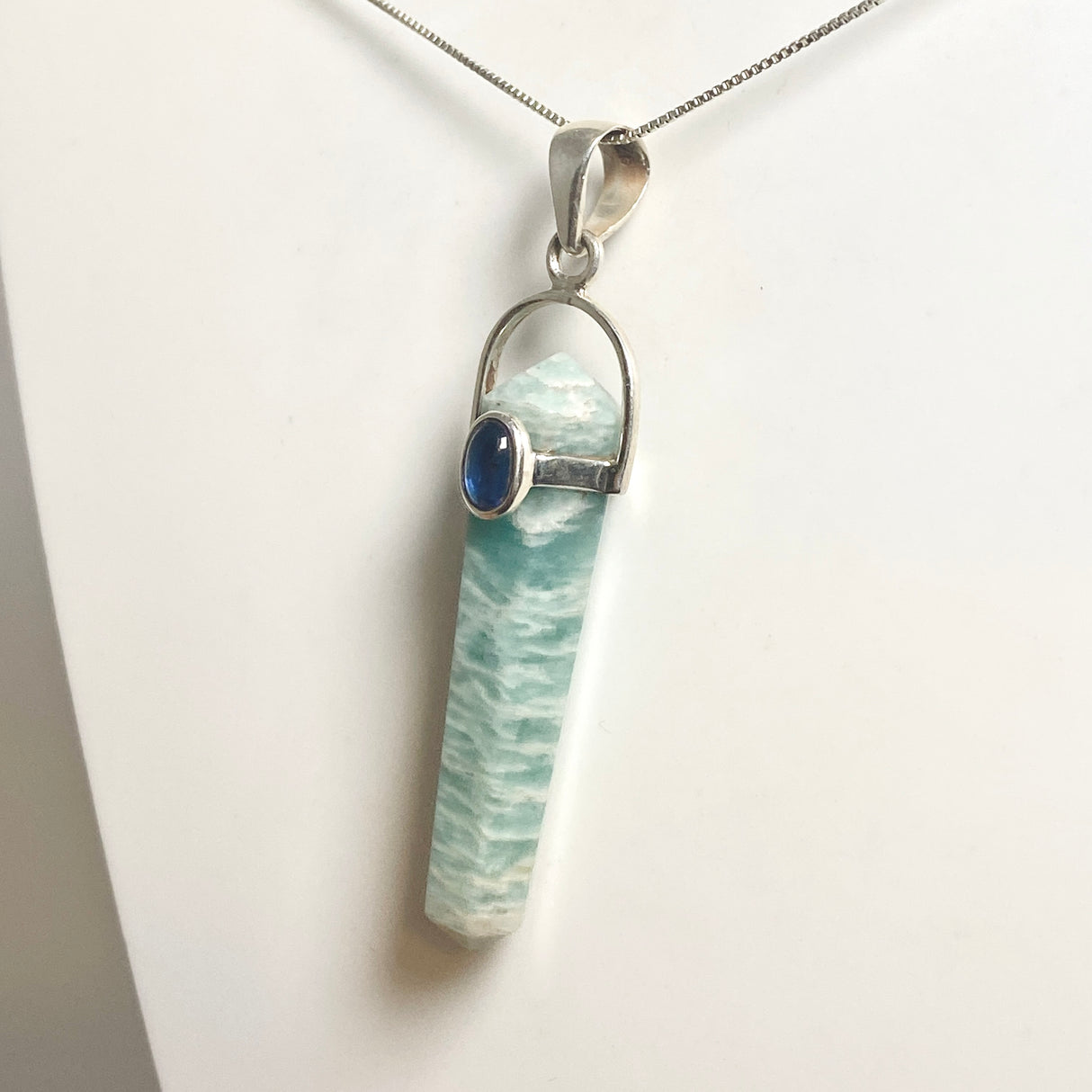 Amazonite Double Point Pendant with Kyanite Accent Stone PPGJ1232