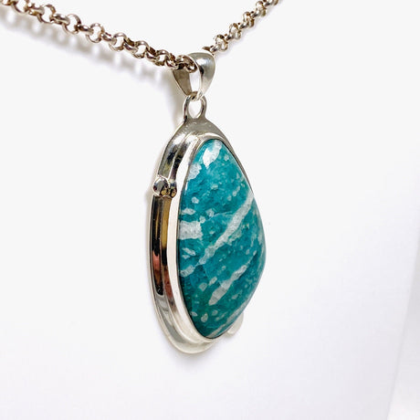 Amazonite freeform pendant with detailed setting KPGJ3756 - Nature's Magick