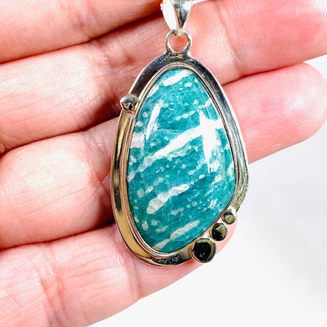 Amazonite freeform pendant with detailed setting KPGJ3756 - Nature's Magick