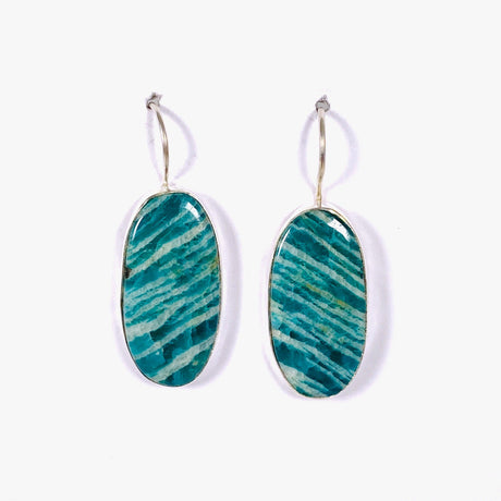 Amazonite oval fixed hook earrings KEGJ1320 - Nature's Magick