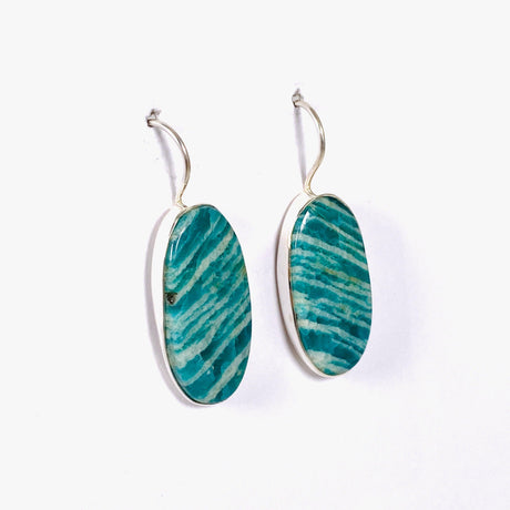 Amazonite oval fixed hook earrings KEGJ1320 - Nature's Magick