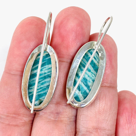 Amazonite oval fixed hook earrings KEGJ1320 - Nature's Magick